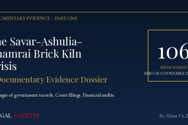 Bengal Gazette investigative dossier cover: "The Savar-Ashulia-Dhamrai Brick Kiln Crisis" — 106 kilns named, zero accountable officers, documentary evidence Part One